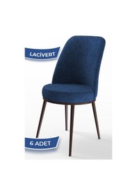 Resim Canisa Concept Dexa Serisi, Üst Kalite Yemek Odası Sandalyesi, Metal Kahverengi Iskeletli, 6 Adet Sandalye Lacivert, Metal 