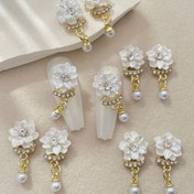 Resim 10 Adet Işıltılı Taşlı Çiçek Tırnak Süsleri - Alaşımlı DIY Tırnak Sanatı Dekorasyonları & El, Ayak & Tırnaklar İçin Mücevherler 