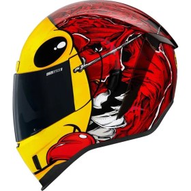 Resim Icon Airform Brozak Mıps Kapalı Motosiklet Kaskı Kırmızı Sarı 