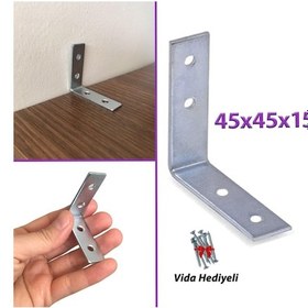 Resim Mobilya Eşya Dolap Duvar Sabitleyici Köşe Bağlantı L Demir Gönye Deprem Güvenliği 45x45x15mm 