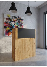 Resim Resital Ledli Karşılama Bankosu G-90 Cm Ofis Kasa Resepsiyon Masası Banko-003-6-4 