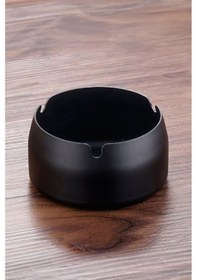 Resim 10 Adet Çelik Siyah 8 Cm Kafe Restaurant Lokanta Yuvarlak Kül Tablası Küllük 