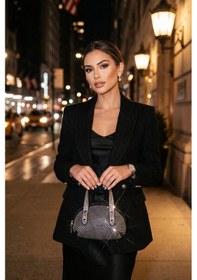 Resim Vellabags Siyah Taşlı Çift Saplı Kadın El Çantası Abiye & Günlük Şıklık Siyah - Gümüş 