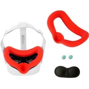 Resim Jd-391215 Oculus Quest2 Generation Vr Göz Maskesine Uygun Silikon Kapak + Lens Kapağı Seti Kırmızı 