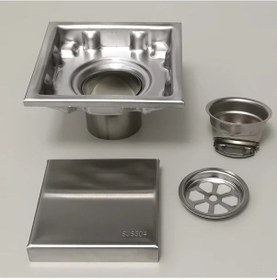 Resim Chuangyinshop 3.94x3.94 Inch Kare Yer Drenajı Paslanmaz Çelik Koku Önleyici Banyo Duş Drenaj Kapağı 
