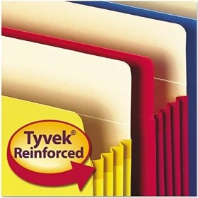 Resim Dosya Cebi, Düz Kesim Tab, 3-1/2" Genişletme, Yasal Boyut, Çeşitli Renkler, Paket Başına 5 (74892) 