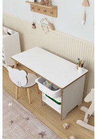 Resim Çocuk Oyun Aktivite Masası 90x45 Cm 3 Sepetli Çocuk Çalışma Masası Arkalıklı Sandalye - Panda Çok Renkli 