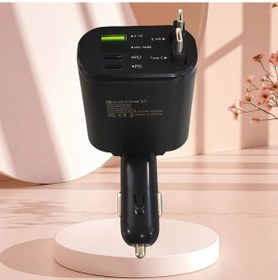 Resim Challenger Katlanabilir Çift Type C Araç Şarj Cihazı 5 İn 1 Hızlı Şarj 2pd 1 Usb Genişletilebilir Ekran Siyah 