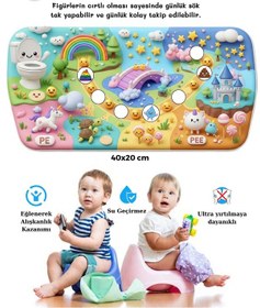 Resim Eğlenceli Ve Eğitici Tuvalet Eğitimi Sticker - Cırtlı Tekrar Tekrar Kullanım Beyaz 