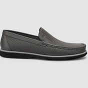Resim %100 Hakiki Deri Gri Erkek Loafer Gri 