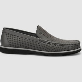 Resim %100 Hakiki Deri Gri Erkek Loafer Gri 