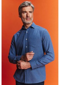 Resim Defacto Regular Fit Dokulu Cep Detaylı Uzun Kollu Gömlek B1872ax23aunv261 Lacivert 