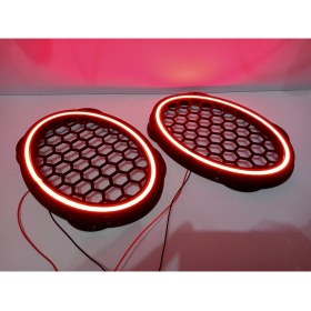 Resim For-x Işıklı Oval Hoparlör Kapağı – Kırmızı Renkte Işıklı Oval Midrange Kapak – 1 Takım 
