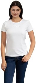Resim EA7 Kadın Bisiklet Yaka T-Shirt, Beyaz, L Beden 