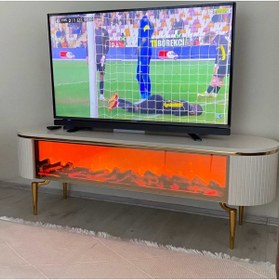 Resim EVNESYA Desing Tv Sehpası 200 Cm Full Şömineli 
