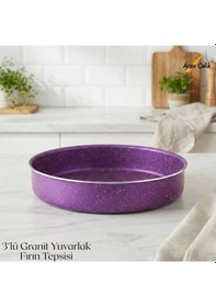 Resim 3lü Granit Yuvarlak Fırın Tepsisi Seti - Violet Diğer 