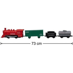 Resim 12 Parça Pilli Tren Seti Işıklı Ve Duman Çıkaran Modüler Ray Sistemli Kırmızı Tren Yeşil Vagon 