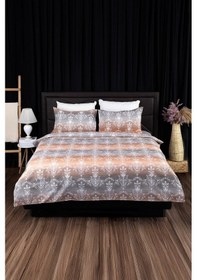 Resim Nova Lastikli Çarşaflı Çift Kişilik Nevresim Takımı - Kiremit Kiremit 