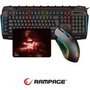 Resim Rampage Kb-r63 Stage Makrolu Klavye Smx-r63 Rgb Mouse + Mousepad 3lü Oyuncu Seti Optik 
