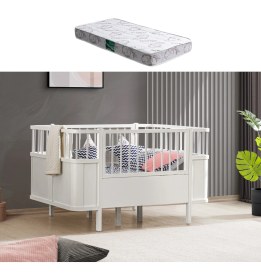 Resim Setay Mdf Beşik, Siesta Büyüyen Beşik 90x130 - Beyaz 1 Adet Comfort Yatak 90x130 