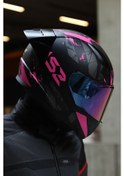 Resim Ls2 Rapıd 2 Race Palımnesıs Gökkuşağı Vizörlü Kapalı Motosiklet Kaskı Mat Siyah - Pembe 