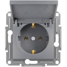 Resim Schneider Asfora Kapaklı Topraklı Priz Çelik-3606480730429 