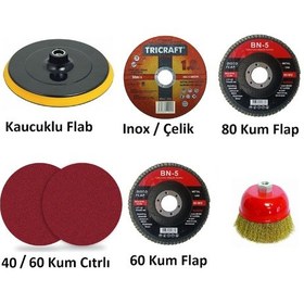 Resim 115 Lik 7 Li Kesim Seti Zımpara Tabanı Kesme Diski 80 60 Kum Cırt 