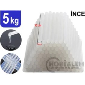 Resim Hobialem 5 Kg, Ince Silikon, 7 Mm, Sıcak Mum Silikon, Şeffaf Silikon Sıcak Yapıştırıcı 