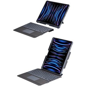 Resim Muratech Newface T5509d Apple Uyumlu iPad Pro 12.9 2022 Kılıf Palermo Ledli Klavyeli Standlı Tablet Kılıfı - Si 