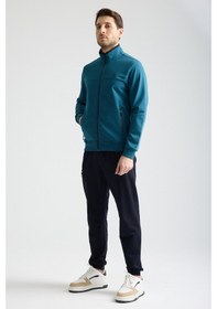 Resim Shooter Sportswear Shooter Erkek Luxe Eşofman Takımı Rahat Kalıp Manşetli Minimal Logo Petrol Mavisi 