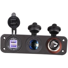 Resim Profisher 12v Araç Çakmak Soketi Mavi Led 12v Çift Usb Şarj Adaptörü 