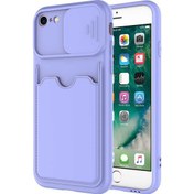 Resim Apple iPhone Se 2020 Uyumlu Kılıf ​sürgülü Lens Koruma Kart Bölmeli Fit Özel Koleksiyon Case 