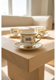 Resim Acar Lilietta 6 Kişilik Porselen Kahve Fincan Takımı - 90 Ml Beyaz 