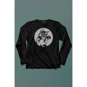 Resim Kendim Seçtim Sevimli Kedi Minik Patili Bıyıklı Cat Minnoş Uzun Kollu Tişört Baskılı Çocuk T-Shirt 