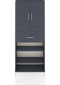 Resim Arges Dolap 5 Raflı Tek Çekmeceli 2 Kapaklı 88x30x221 Antrasit-antrasit Antrasit 