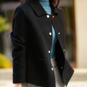 Resim Avrupa ve Amerika Modası Basit Kadın Yaka Tek Düğmeli Yüksek Kaliteli Kısa Ceket Tembel Rahat Düz Renk Uzun Kollu Retro Karakter Gevşek Eşleşen Moda Gömlek Kadın Ceket 