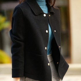 Resim Avrupa ve Amerika Modası Basit Kadın Yaka Tek Düğmeli Yüksek Kaliteli Kısa Ceket Tembel Rahat Düz Renk Uzun Kollu Retro Karakter Gevşek Eşleşen Moda Gömlek Kadın Ceket 