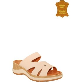 Resim Venüs 2409904y Hakiki Deri Kadın Anatomik Terlik Bej Ç Bej 