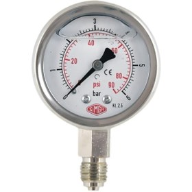 Resim SIMGA 0-60 Bar Çap Ø63 Mm Alttan Bağlantılı Gliserinli Manometre 