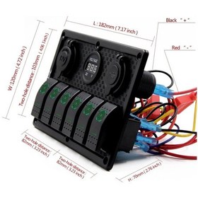 Resim Bfy Switch Panel 6'Lı Voltmetre +Çakmaklık+ Usb Yeşil 