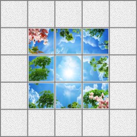 Resim Gök Panel 60 x 60 LED Panel Aydınlatma Desenli 3x3 9'lu Grup 46510440SA 