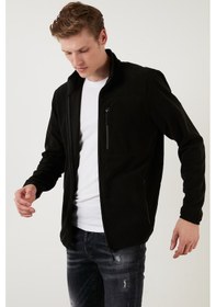 Resim Buratti Slim Fit Fermuarlı Cepli Dik Yaka Polar Erkek Hırka 5906028 Siyah 