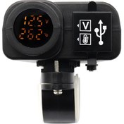 Resim Yuntech01 Motosiklet Usb Şarj Cihazı 4-in-1: 2xusb 4.2a, Voltmetre, Termometre, Su Geçirmez Abs Malzeme, 12v, Kol Bağlama, Güvenlik Sigortası 
