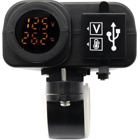 Resim Yuntech01 Motosiklet Usb Şarj Cihazı 4-in-1: 2xusb 4.2a, Voltmetre, Termometre, Su Geçirmez Abs Malzeme, 12v, Kol Bağlama, Güvenlik Sigortası 