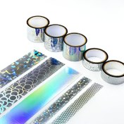 Resim DIY lazer yansıtıcı bant Gümüş bant kesim malzemeleri, düğün dekorasyonu hediye kutusu paketleme için lazer film bandı 