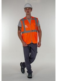 Resim Turuncu Fosforlu Mühendis Ikaz Yelek Reflektörlü 