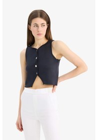 Resim DeFacto Regular Fit Bisiklet Yaka Düğmeli Siyah Triko Yelek E0990AX25SMNV42 Lacivert 