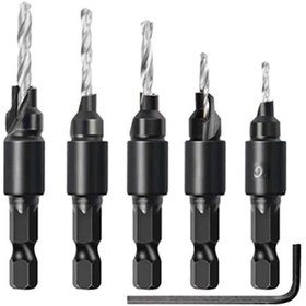 Resim Youtek Ahşap İşçiliği İçin Titan Kaplı Altıgen Saplı Kompakt 6 Parça Delik Seti - Tubular Ve Düz Uçlu Delik Aletleri, Dayanıklı Ve Hassas İşler İçin 