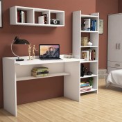 Resim Bimossa Hürrem Beyaz Çalışma Masası Kitaplık Raflı 118 cm U7040 