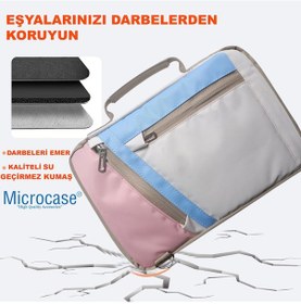 Resim Microcase Samsung Uyumlu Galaxy Tab S10 Lite Tablet İçin Omuz Askılı El Tutacaklı Universal Sleeve Taşıma Çantası Al4346 Pembe Mavi Krem Omuz Çantası 